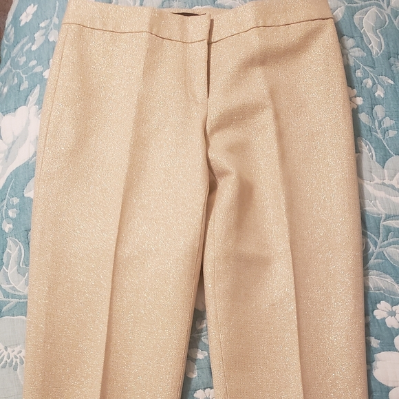 Talbots 2pc Blazer And Pant Set Metallic Gold Cotton Blend Sz 2 Holiday Formal - Picture 7 of 16